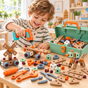 144-teiliges Kinder-Werkzeugset mit Spielzeug-Bohrmaschine & Koffer