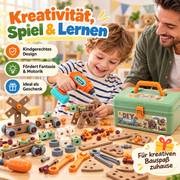 144-teiliges Kinder-Werkzeugset mit Spielzeug-Bohrmaschine & Koffer